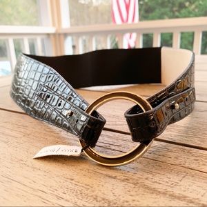 White House Black Market Croc Leather Stretch Belt